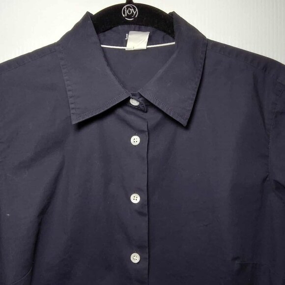 J Crew Basic Navy Blue 3/4 Sleeve Button Up Shirt Size M - Picture 11 of 12